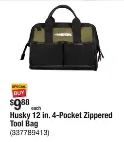 The Home Depot Husky 12 in. 4-Pocket Zippered Tool Bag offer