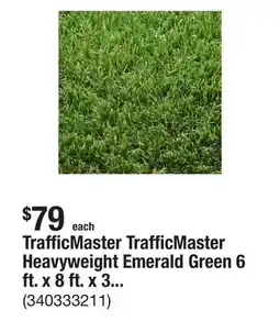 The Home Depot TrafficMaster TrafficMaster Heavyweight Emerald Green 6 ft. x 8 ft. x 30 mm Artificial Grass Turf offer