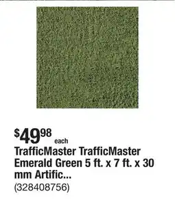 The Home Depot TrafficMaster TrafficMaster Emerald Green 5 ft. x 7 ft. x 30 mm Artificial Grass Turf offer