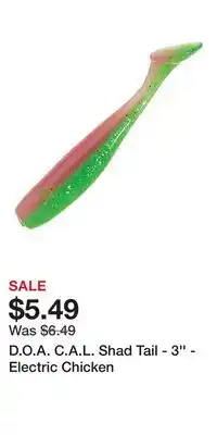 Cabela's D.O.A. C.A.L. Shad Tail - 3'' - Electric Chicken offer