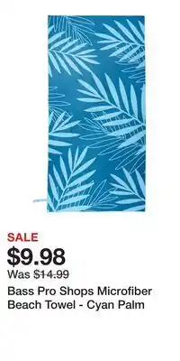 Cabela's Bass Pro Shops Microfiber Beach Towel - Cyan Palm offer