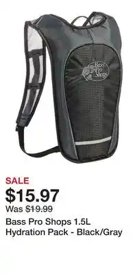 Cabela's Bass Pro Shops 1.5L Hydration Pack - Black/Gray offer