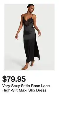 Victoria's Secret Very Sexy Satin Rose Lace High-Slit Maxi Slip Dress offer