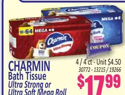 Jetro CHARMIN Bath Tissue Ultra Strong or Ultra Soft Mega Roll offer