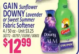Jetro GAIN Sunflower, DOWNY Lavender or Sweet Summer Fabric Softener offer