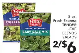 Pete's Fresh Market 5 oz. Fresh Express TENDER LEAF BLENDS SALADS offer