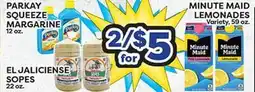 Torres Supermercado MINUTE MAID LEMONADES, EL JALICIENSE SOPES, PARKAY SQUEEZE MARGARINE offer