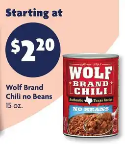 Family Dollar Wolf Brand Chili no Beans offer
