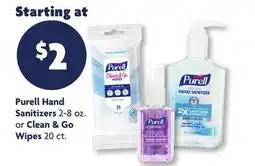 Family Dollar Purell Hand Sanitizers 2-8 oz. or Clean & Go Wipes 20 ct offer