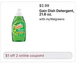 Walgreens Gain Dish Detergent offer
