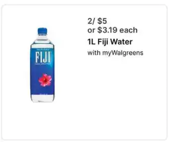 Walgreens 1L Fiji Water offer