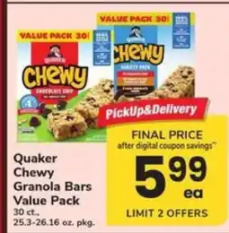 Safeway Quaker Chewy Granola Bars Value Pack offer