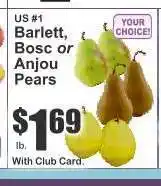 Key Food US #1 Barlett, Bosc or Anjou Pears offer