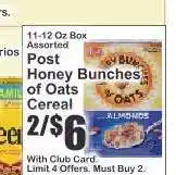 Key Food Post Honey Bunches of Oats Cereal offer