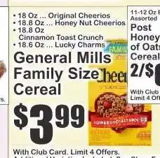 Key Food General Mills Family Size Cereal offer
