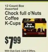 Key Food Chock full o'Nuts Coffee K-Cups offer
