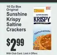 Key Food Sunshine Krispy Saltine Crackers offer