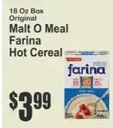 Key Food Malt O Meal Farina Hot Cereal offer