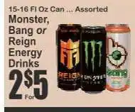 Key Food Monster, Bang or Reign Energy Drinks offer