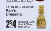 Key Food Ken's Dressing offer