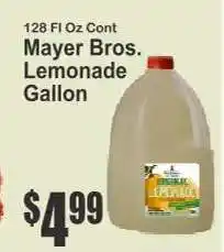 Key Food Mayer Bros. Lemonade Gallon offer