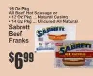 Key Food Sabrett Beef Franks offer