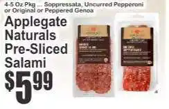 Key Food Applegate Naturals Pre-Sliced Salami offer