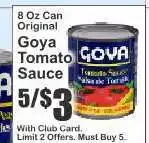 Key Food Goya Tomato Sauce offer