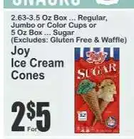 Key Food Joy Ice Cream Cones offer