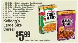 Key Food Kellogg's Large Size Cereal offer