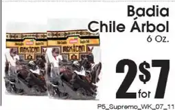 Supremo Foods Inc Badia Chile Árbol offer