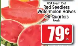 Supremo Foods Inc USA Fresh Cut Red Seedless Watermelon Halves OR Quarters offer