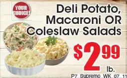 Supremo Foods Inc Deli Potato, Macaroni OR Coleslaw Salads offer