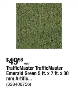 The Home Depot TrafficMaster TrafficMaster Emerald Green 5 ft. x 7 ft. x 30 mm Artificial Grass Turf offer