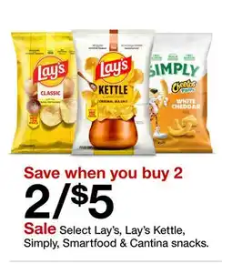 Target Sale Select Lay's, Lay's Kettle, Simply, Smartfood & Cantina snacks offer