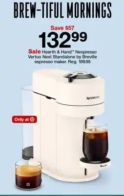 Target Hearth & Hand Nespresso Vertuo Next Standalone by Breville espresso maker offer