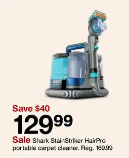 Target Shark StainStriker HairPro portable carpet cleaner offer