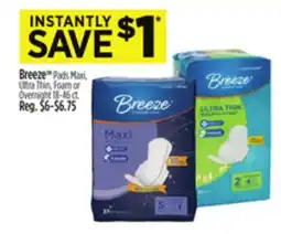 Dollar General Breeze Pads Maxi, Ultra Thin, Foam or Overnight offer