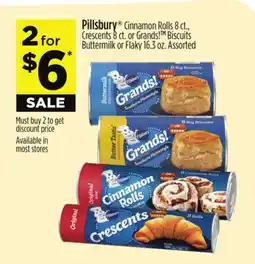 Dollar General Pillsbury Cinnamon Rolls Crescents or Grands! Biscuits or Buttermilk or Flaky offer