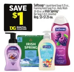 Dollar General Softsoap Liquid Hand Soap, Foaming Hand Soap Body Wash or Irish Spring offer