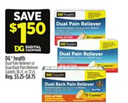 Dollar General DG health Dual Pain Reliever or Dual Back Pain Reliever Caplets offer