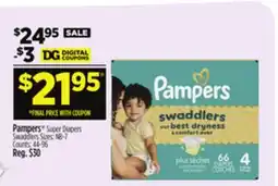 Dollar General Pampers Super Diapers Swaddlers offer
