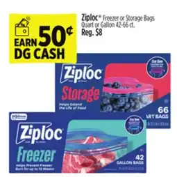 Dollar General Ziploc Freezer or Storage Bags offer