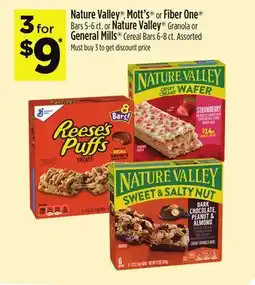 Dollar General Nature Valley , Mott's or Fiber One Bars or Nature Valley Granola or General Mills Cereal Bars offer