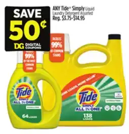 Dollar General ANY Tide Simply Liquid Laundry Detergent offer