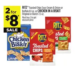 Dollar General RITZ Toasted Chips Sour Cream & Onion or Buffalo or CHICKEN IN A BISKIT Original or Ranch offer