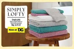 Dollar General Simply Lofty Bath or Hand Towels or Washcloths offer