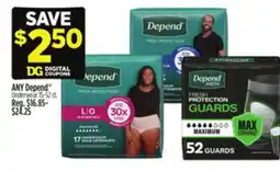Dollar General ANY Depend Underwear offer