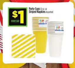 Dollar General Party Cups or Striped Napkins offer