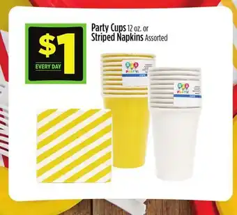 Dollar General Party Cups or Striped Napkins offer